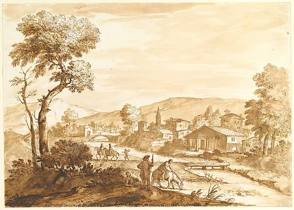 Landscape with a Town by a River — Anton Maria Zanetti the Elder