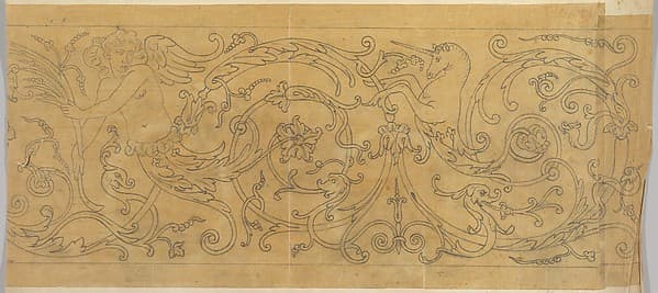 Rinceau Border with Unicorn and Inlay on copper, Italian 18th century — John Gregory Crace