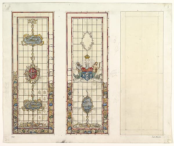 Window with marine motifs, design for Fishmongers’ Hall, London — John Dibblee Crace