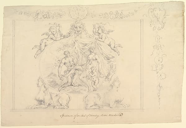 Design for the painting, Mars, Venus & Cupid for the Dining Room at Kirtlington Park, Oxfordshire — John Sanderson