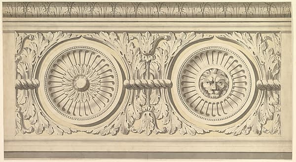 Design for a Frieze, Ornamented with Lion's Head Paterae — John Yenn