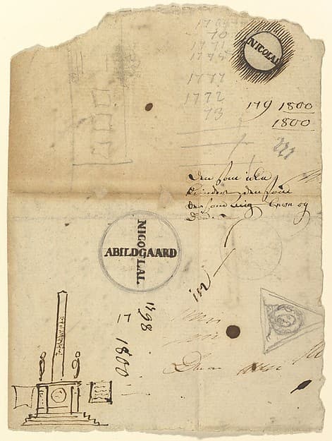 Notes with a studies for the Column of Liberty (Frihedstøtten) — Nicolai Abraham Abildgaard
