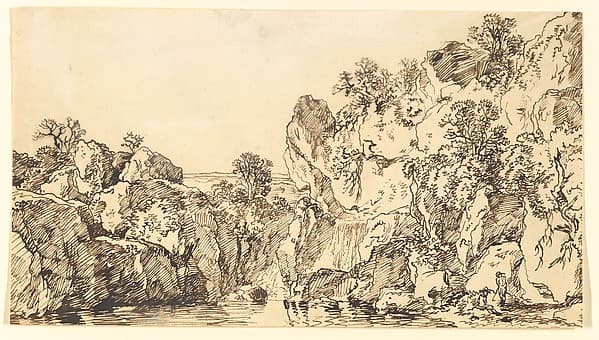 Rocky Landscape with a Lake — Franz Kobell