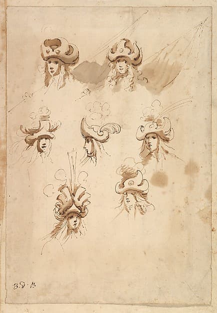 Seven Designs for Hats. — Baccio del Bianco