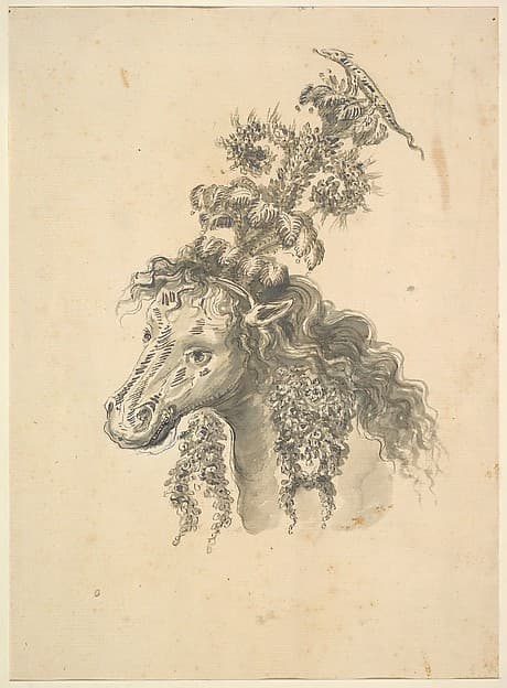 Design for the Headdress of a Horse Crowned by a Small Lizard — Baccio del Bianco
