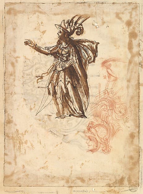 Costume Design and Design for a Headdress — Baccio del Bianco