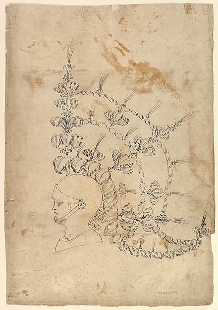 Design for an Armor Helmet with Tournament Headdress — Baccio del Bianco
