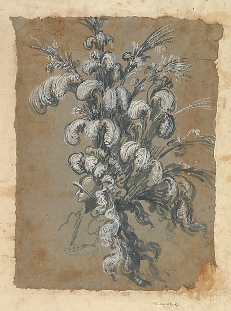 Design for a Lavish Headdress with Feathers on a Helmet — Baccio del Bianco