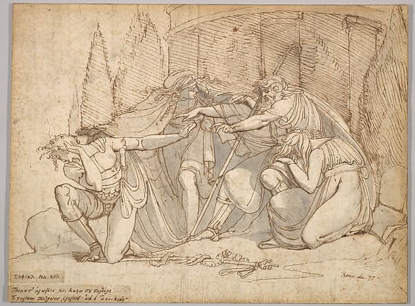 Oedipus at Colonus, Cursing his Son Polynices — Henry Fuseli