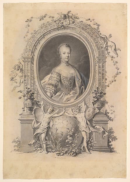 Portrait of Queen Marie-Antoinette in an ornamental frame — Johann Esaias Nilson