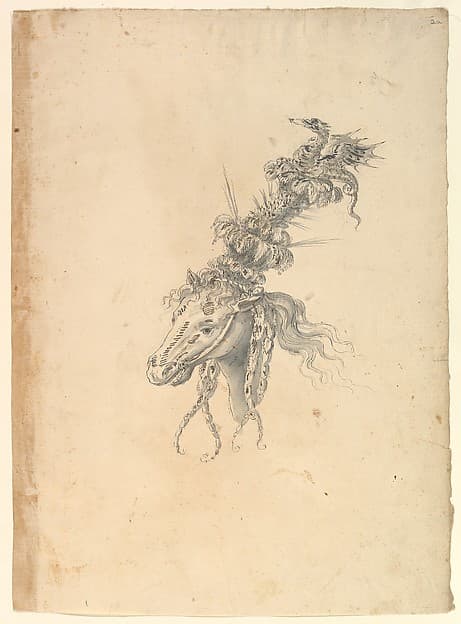 Design for the Headdress of a Horse Crowned by a Small Dragon — Baccio del Bianco