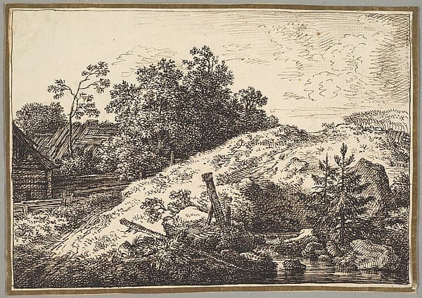 Landscape with a Brook and Farm Buildings — Ferdinand Kobell