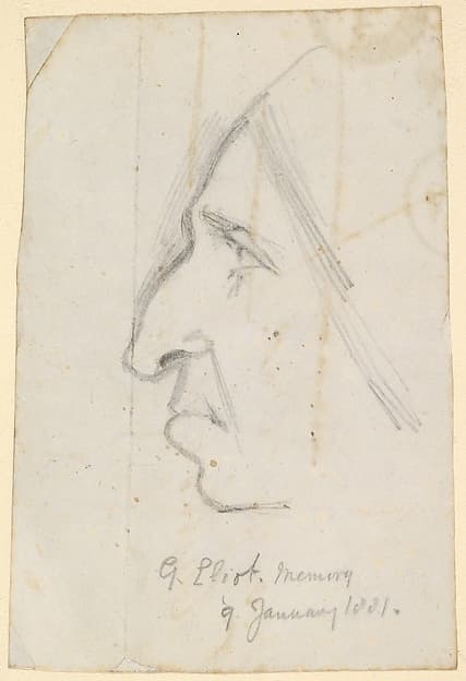 Portrait of George Eliot, seen in profile to the left — George Richmond
