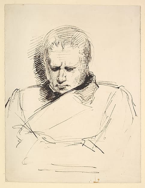 Study of a man gazing down — George Richmond