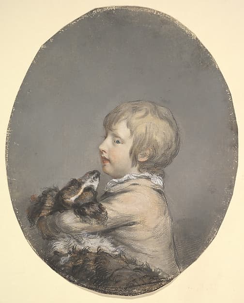 William Evelyn of St Clere, Kent, holding a spaniel — Hugh Douglas Hamilton