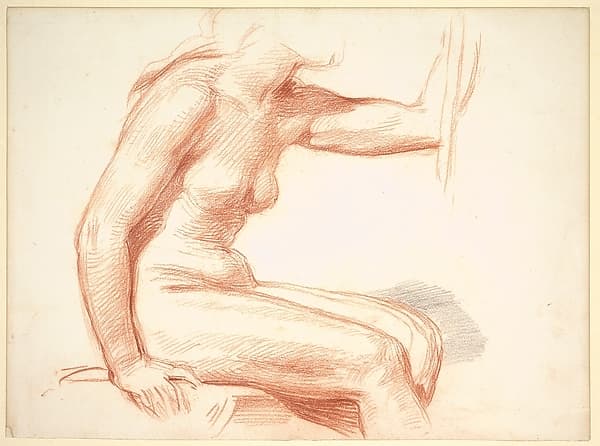 Study of a female nude, seated — George Richmond