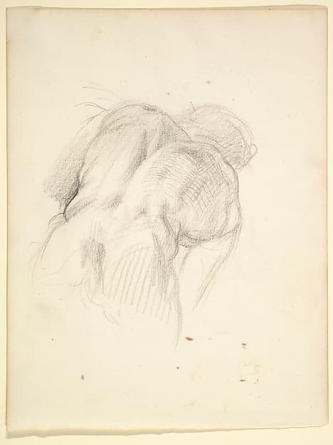 Study for a male figure in "Comus–The Measure" (recto); Reclining male nude (verso) — George Richmond