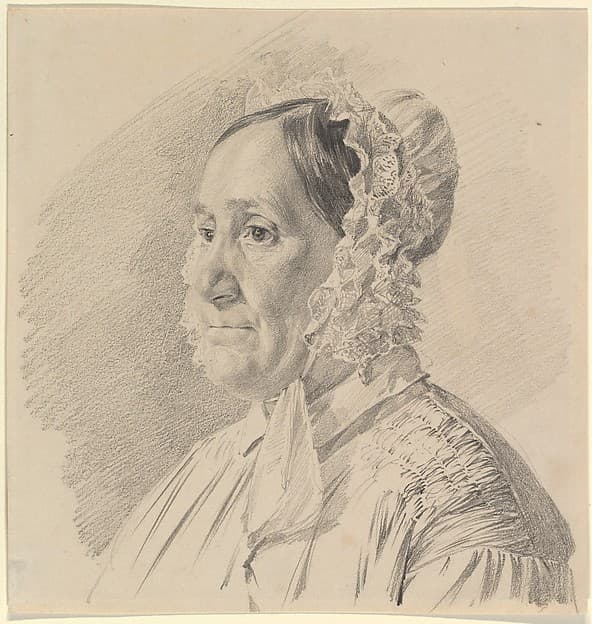Portrait of a Woman in a Lace Bonnet, in three-quarter profile to the left — Ferdinand Georg Waldmüller