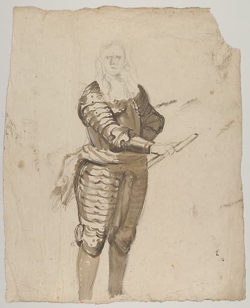 Study of a Standing Commander Holding a Staff; verso: Study of the Descent from the Cross — Cornelis Schut