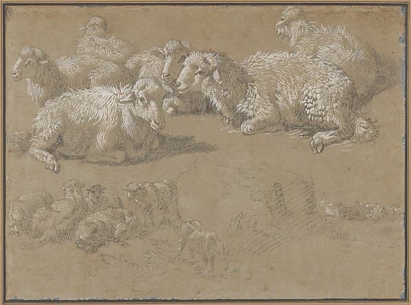 Reclining Sheep in a Landscape — Francesco Londonio