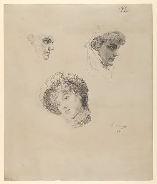 Three Studies of Heads of Women — Max Klinger