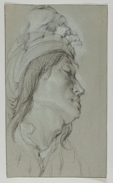 Head Studies of A Young Man Wearing a Hat and of a Black Man — Lucas Franchoys the Younger