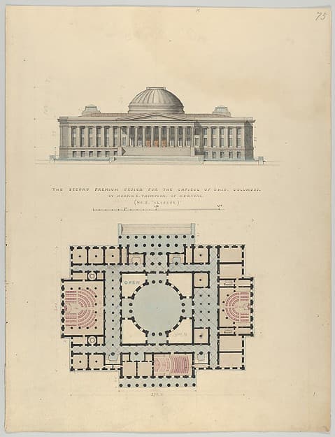 The Second Premium Design for the Capitol of Ohio, Columbus — Alexander Jackson Davis