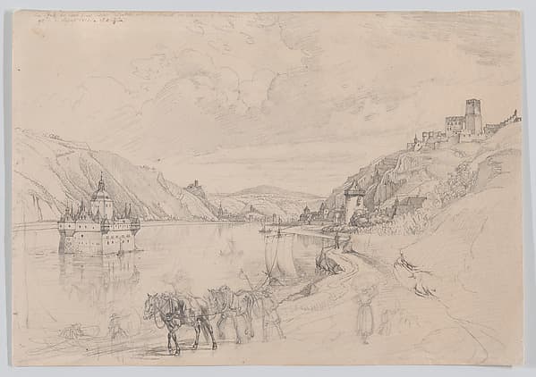 View of the Rhine with Pfalzgrafenstein Castle and Kaub Seen from the South-East — Johann Adam Klein