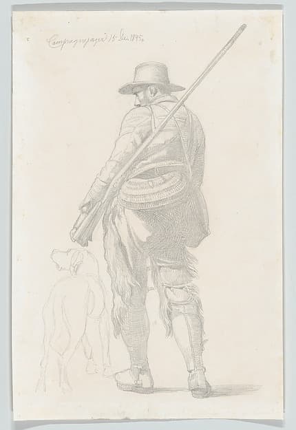 Roman Hunter with his Dog, seen from the Back — Johan Thomas Lundbye
