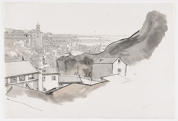 View of the Caelian Hill, Rome, with the church of Santi Giovanni e Paolo, seen from the Aventine, Rome — Joseph Vernet
