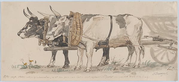 Two Oxen Pulling a Cart — Peter Christian Thamsen Skovgaard