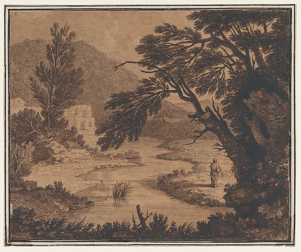 Figure in a classical landscape — Alexander Cozens