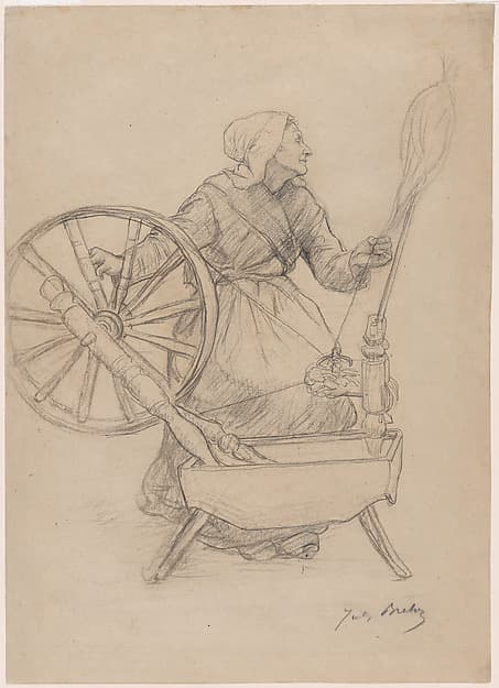 Woman at the Spinning Wheel — Jules Breton