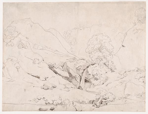 Italian Landscape (recto); Rocks and foliage (verso) — Camille Corot