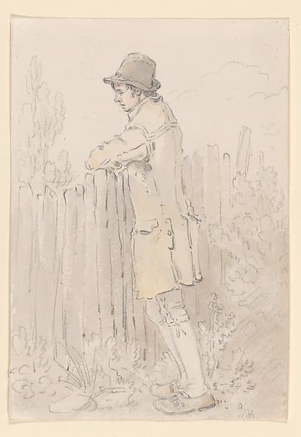 A young man leaning on a fence — William Alexander