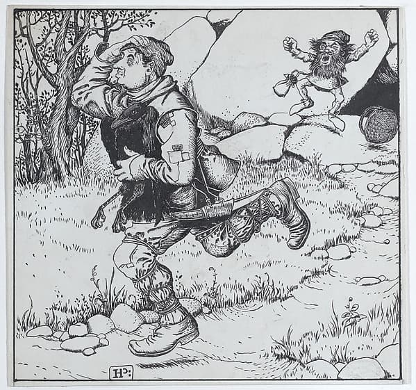 The Blacksmith Chooses Ye Raven and Runs Away With It, for "The Wonder Clock" — Howard Pyle