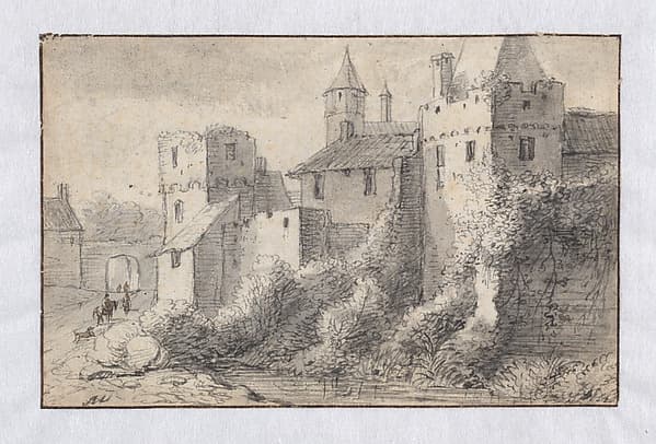 The Winsertor on the Messberg Hamburg (recto); View of the City Walls of Hamburg (verso) — Anthonie Waterloo