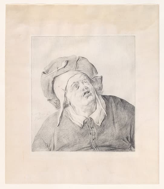 A man in a hat looking up — Cornelis Dusart