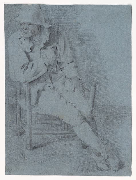 Study of a seated man, one hand resting inside his jacket (recto); Unfinished study on a seated man (verso) — Cornelis Bega