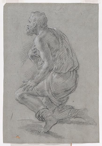 Study of Male Figure Kneeling in a Three-Quarter View, Facing Left (a Shepherd) — Giacomo Zoboli