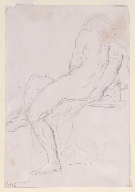 Academy Sketch of a Seated Male Figure. — Giacomo Zoboli