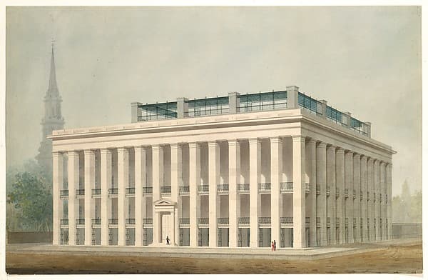 Proposal for Astor House (Park Hotel), New York (perspective) — Ithiel Town