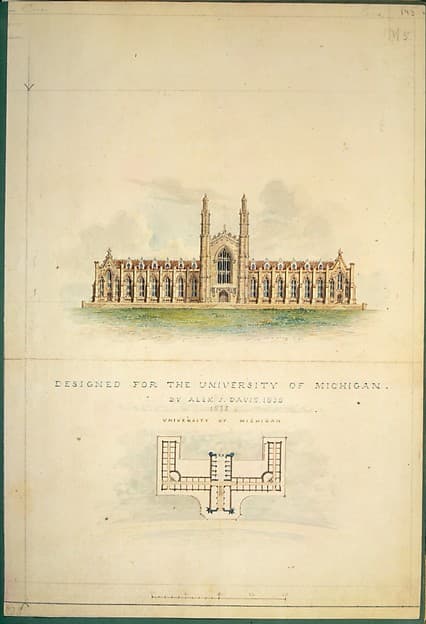 University of Michigan (elevation and plan) — Alexander Jackson Davis