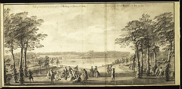 View of Such Parts as are Seen from the Building at the Head of the Lake at Stowe, Buckinghamshire — Jacques Rigaud