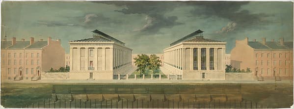 Unexecuted Design for Cross-Block Terrace Development (perspective) — Alexander Jackson Davis
