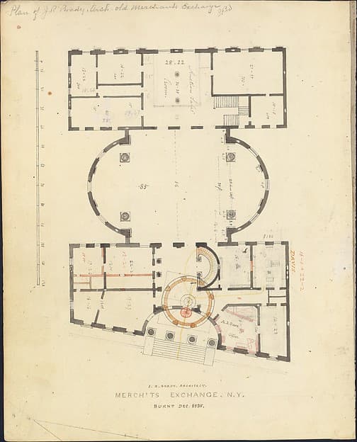 First Merchant's Exchange, New York (plan of main floor) — Alexander Jackson Davis