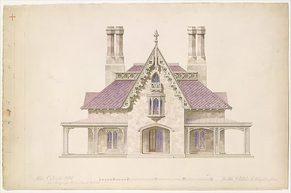 House for William J. Rotch, New Bedford, Massachusetts (front elevation) — Alexander Jackson Davis