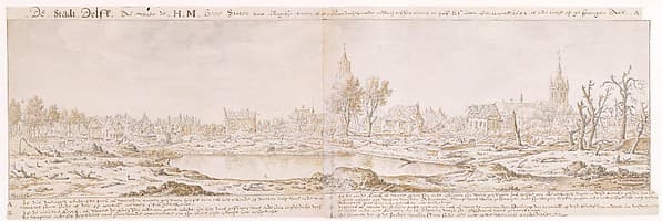 View of Delft after the Explosion of the Gunpowder Arsenal on October 12, 1654 — Herman Saftleven II