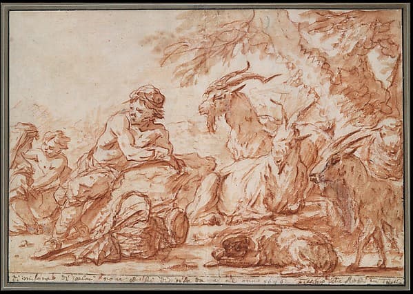 Pastoral Scene: A Herdsman and His Family, with Goats — Philipp Peter Roos