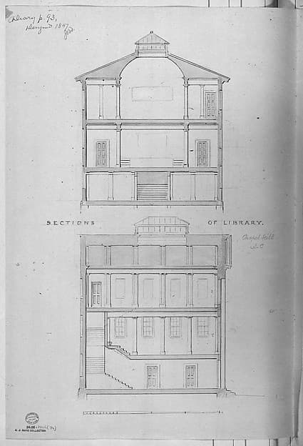 University of North Carolina, Chapel Hill, Student Libraries (two sections) — Alexander Jackson Davis